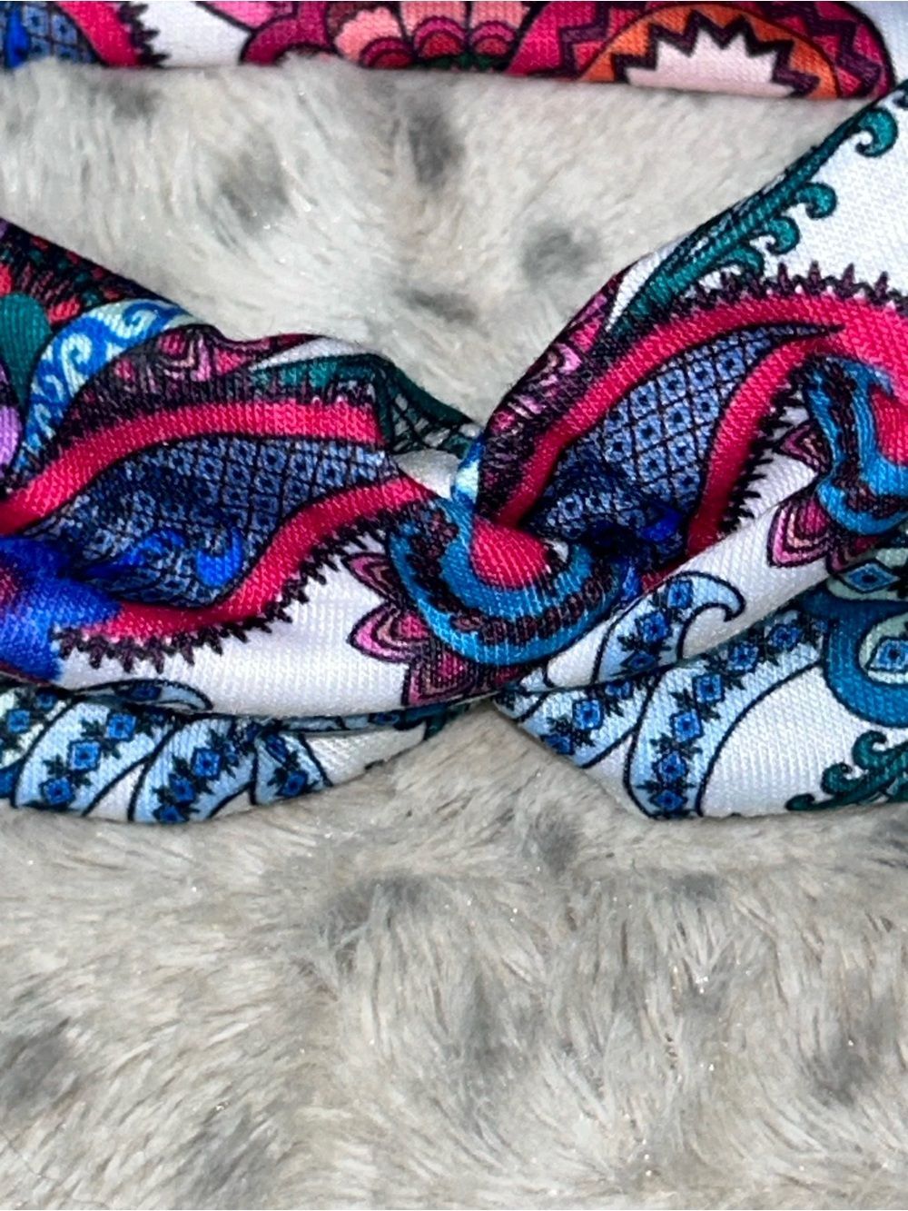 Headband Paisley Twist Headband in Teal, Fuchsia Navy with 2 pearls NWT (only 1)